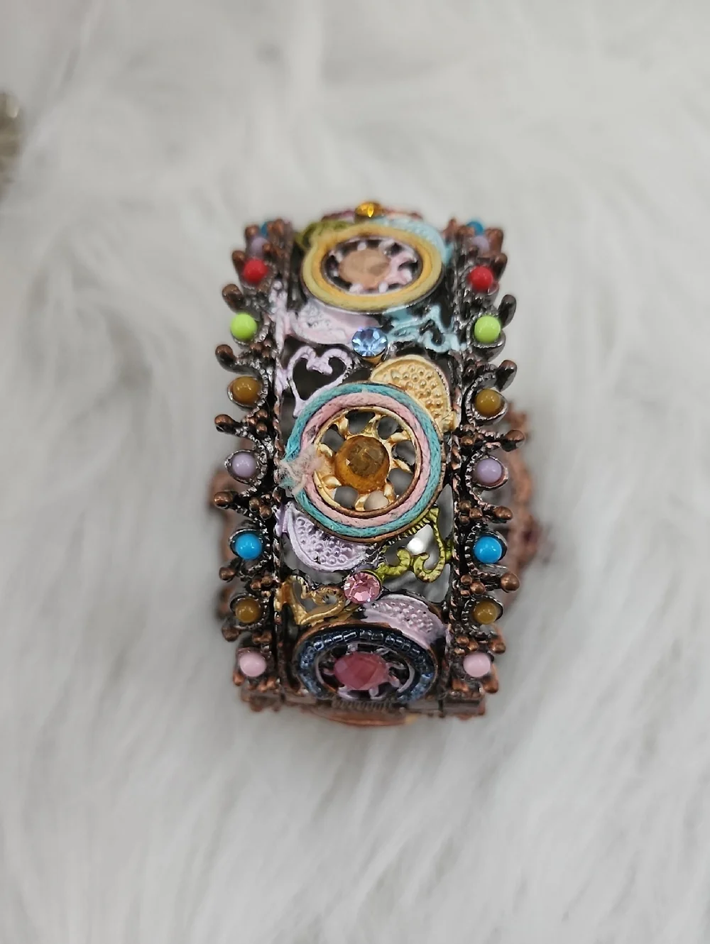Narmi Colorful Beaded Floral Bracelet Watch - Multicolor, Needs Battery Put In
